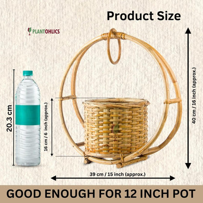 Bamboo Cane Circular Ring Hanging Multipurpose Planter 20  inch basket