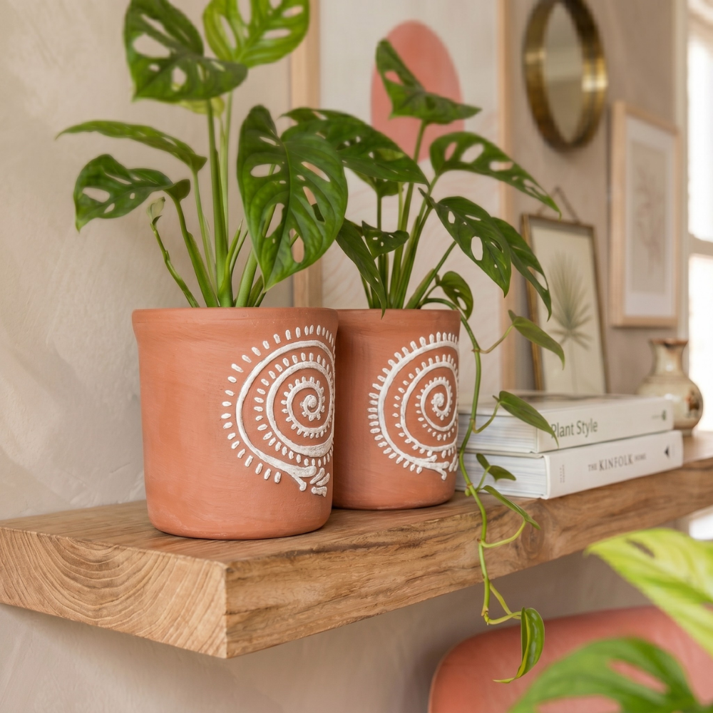 Shelf planter and plant pot for shelf