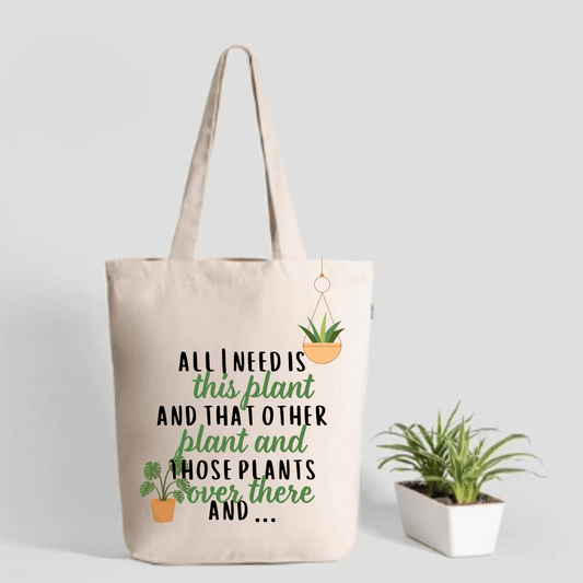 Eco friendly cotton tote bag with chain plant quote